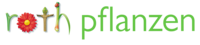 Logo für "Roth Pflanzen" mit Naturelementen wie roter Blume, Holzzweigen und Marienkäfer für "roth".
