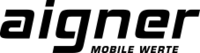 Logo für Aigner Mobile Werte, mit 'aigner' in Fettschrift über 'MOBILE WERTE' in Kursivschrift.